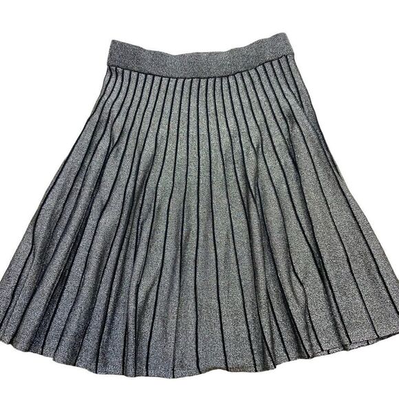 Calligraphie Dresses & Skirts - Brand new with Tags Calligraphie Brand Silver and Black‎ Pleated Knit Skirt L